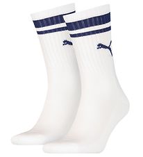 Puma Strømper - Crew Heritage - Hvid m. Blå Striber