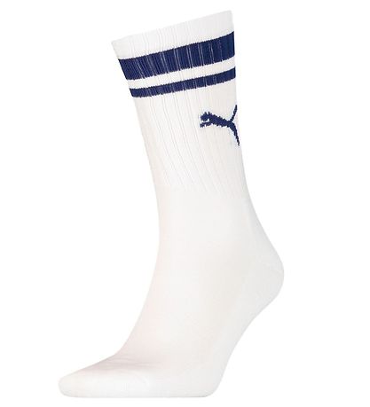Puma Strømper - Crew Heritage - Hvid m. Blå Striber