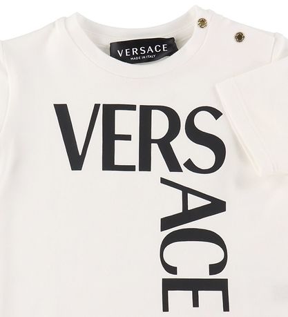 Versace T-shirt - Logo Print - Hvid/Sort Versace T-shirt - Logo Print - Hvid/Sort