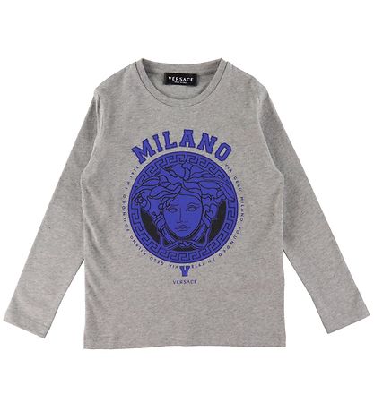 Versace Blouse - Medusa - Grijs Gevlekt/Blauw Versace Blouse - Medusa - Grijs Gevlekt/Blauw