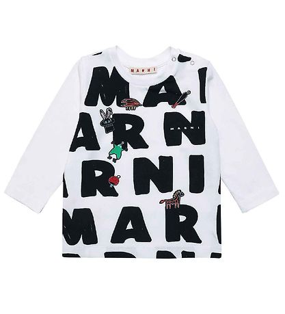 Marni Bluse - Hvid m. AOP Logo Marni Bluse - Hvid m. AOP Logo