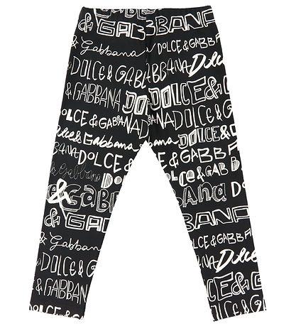 Dolce & Gabbana Leggings - DG Next - Svart m. AOP- Logo Dolce & Gabbana Leggings - DG Next - Svart m. AOP- Logo