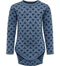 Hummel Bodysuit l/s - hmlBambo - Wool - Blue w. Logo