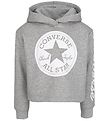 Converse Hættetrøje - Cropped - Grey Heather m. Logo