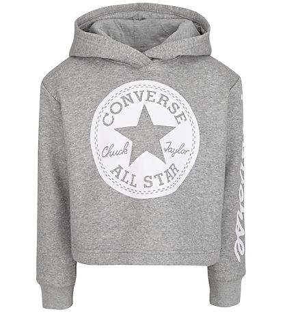 Converse Hættetrøje - Cropped - Grey Heather m. Logo Converse Hættetrøje - Cropped - Grey Heather m. Logo