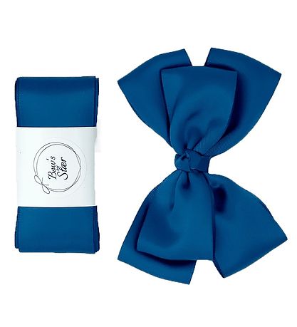 By Stær Dåbsbånd m. Sløjfe - Satin - Double Bow - Navy By Stær Dåbsbånd m. Sløjfe - Satin - Double Bow - Navy