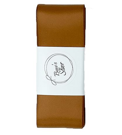 By Stær Dåbsbånd m. Sløjfe - Satin - Double Bow - Golden Br By Stær Dåbsbånd m. Sløjfe - Satin - Double Bow - Golden Br