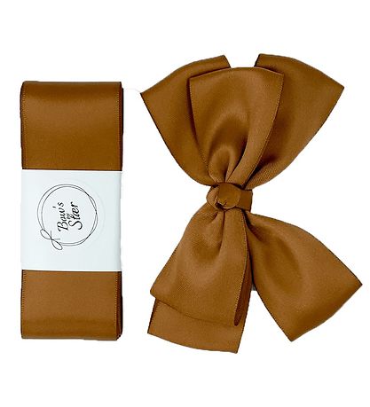 By Stær Dåbsbånd m. Sløjfe - Satin - Double Bow - Golden Br By Stær Dåbsbånd m. Sløjfe - Satin - Double Bow - Golden Br