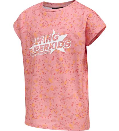 Hummel T-Shirt - HmlFlying Diez - Pink/Weiß