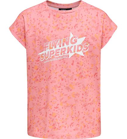 Hummel T-Shirt - HmlFlying Diez - Pink/Weiß