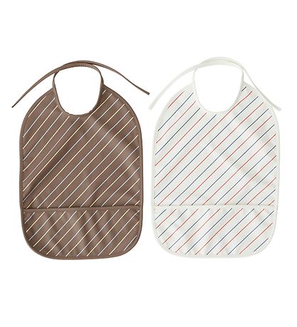 OYOY Hagesmæk m. Lomme - Lang - 2-pak - Striped - Mellow/Choko OYOY Hagesmæk m. Lomme - Lang - 2-pak - Striped - Mellow/Choko