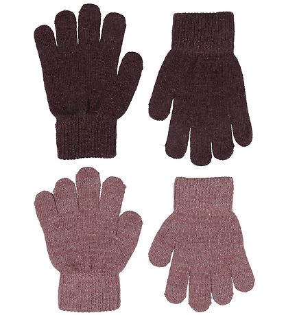 CeLaVi Handskar - Ull/Polyester - 2-pack - Rose Brown m. Glitter