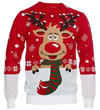 Jule-Sweaters Bluse - Rudolfs - Rød Jule-Sweaters Bluse - Rudolfs - Rød
