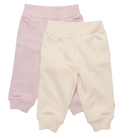 Minymo Sweatpants - 2-pak - Violet Ice/Creme Minymo Sweatpants - 2-pak - Violet Ice/Creme