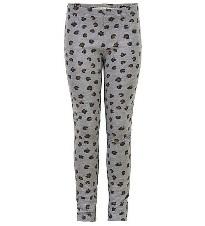 Minymo Leggings - 2-pak - Gråmeleret/Leopard Minymo Leggings - 2-pak - Gråmeleret/Leopard
