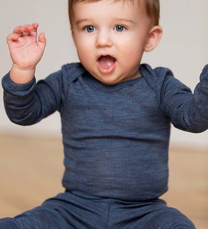 Smallstuff Leggings - Uld - Rib - Denim Melange Smallstuff Leggings - Uld - Rib - Denim Melange