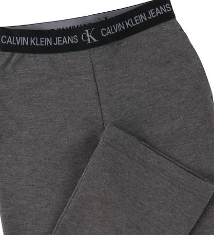 Calvin Klein Bukser - Punto Logo Tape Flare - Mørkegråmeleret Calvin Klein Bukser - Punto Logo Tape Flare - Mørkegråmeleret