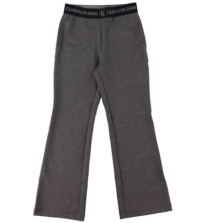 Calvin Klein Bukser - Punto Logo Tape Flare - Mørkegråmeleret Calvin Klein Bukser - Punto Logo Tape Flare - Mørkegråmeleret