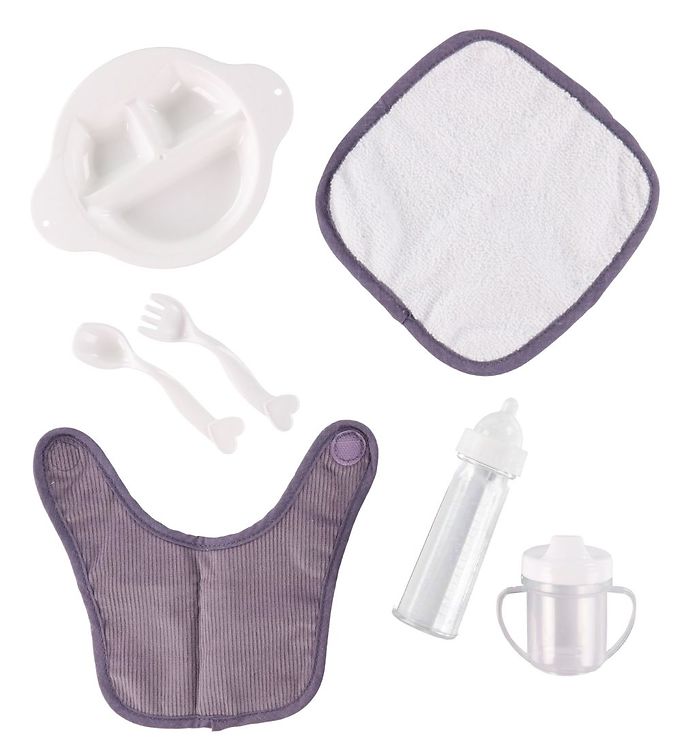 MaMaMeMo Dukkespisesæt I Taske - 8 dele - Fløjl - Lavender