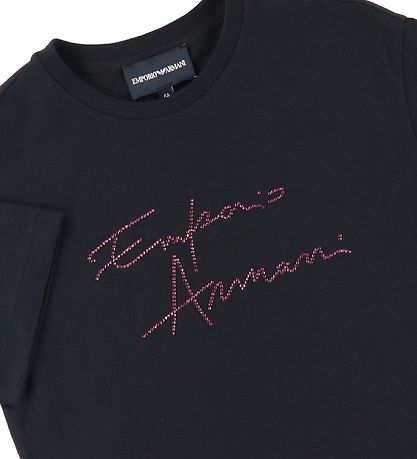 Emporio Armani T-Shirt - Sort m. Pink/Similisten Emporio Armani T-Shirt - Sort m. Pink/Similisten