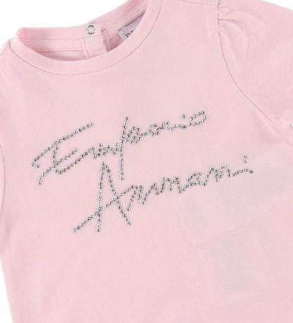 Emporio Armani T-Shirt - Rosa m. Sølv/Similisten Emporio Armani T-Shirt - Rosa m. Sølv/Similisten