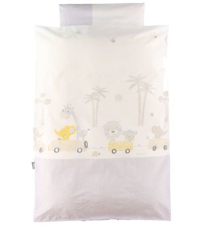 Nørgaard Madsens Sengetøj - Baby - Hvid m. Grå-gule Dyr Nørgaard Madsens Sengetøj - Baby - Hvid m. Grå-gule Dyr