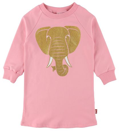 DYR Kjole - Furry - Pastel Pink m. Elefant