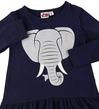 DYR Kjole - Zanzi - Navy Glitter m. Elefant