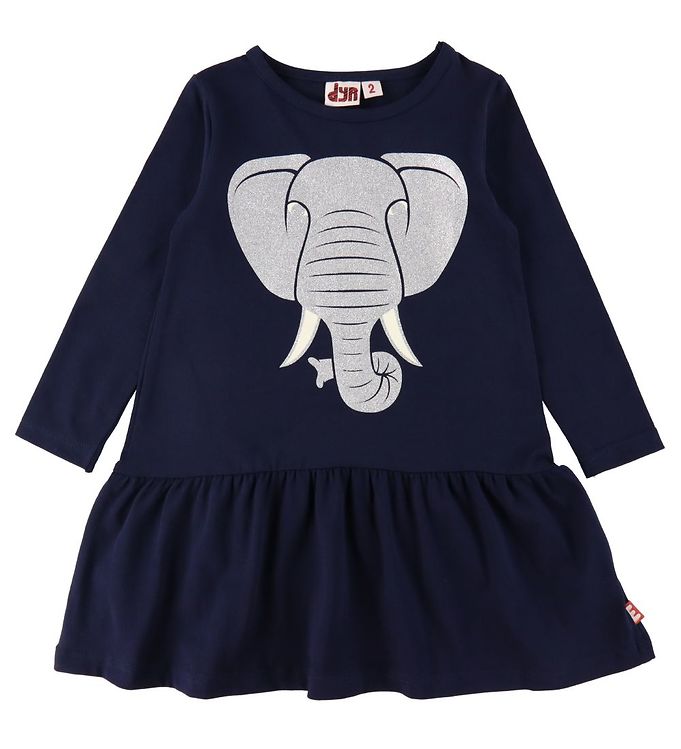DYR Kjole - Zanzi - Navy Glitter m. Elefant