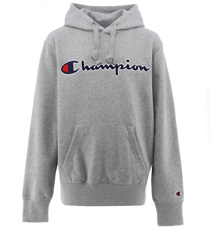 Champion Fashion Hættetrøje - Gråmeleret m. Logo