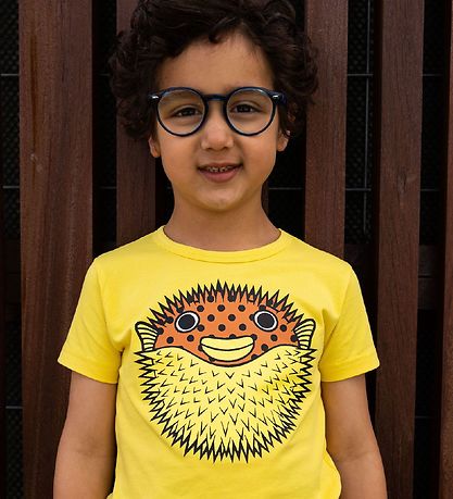 DYR T-shirt - Growl T - Bright Yellow m. Pindsvinfisk