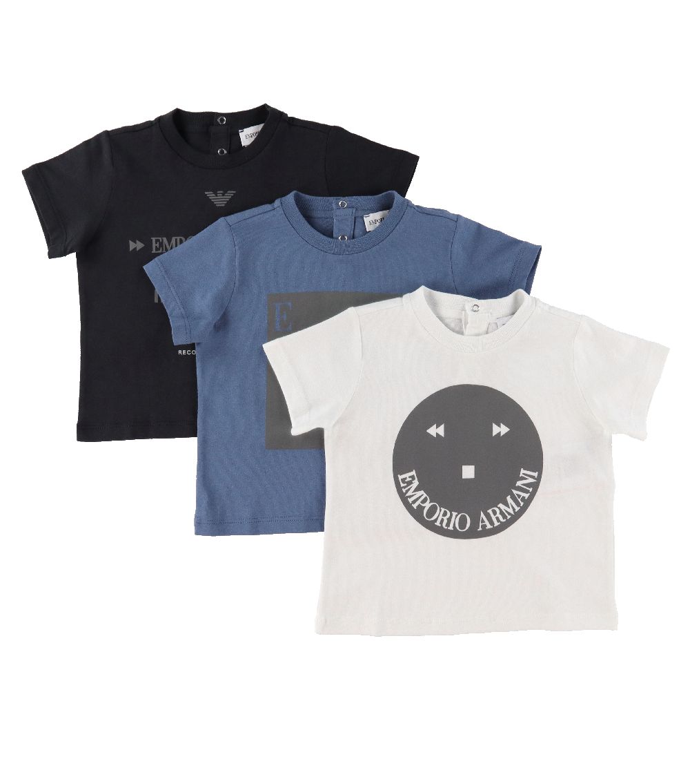 Emporio Armani T-Shirt - 3er-Pack - Blau/Weiß/Navy m. Reflektier - Emporio Armani - 18 mt - T-Shirts