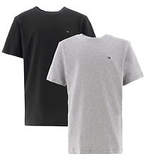 Tommy Hilfiger T-shirt - 2-pak - Medium Grey Heather/Sort Tommy Hilfiger T-shirt - 2-pak - Medium Grey Heather/Sort