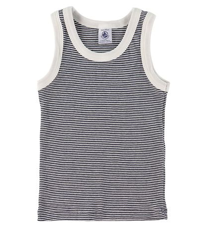 Petit Bateau Unterhemden - 2er-Pack - Weiß/Navy Gestreift