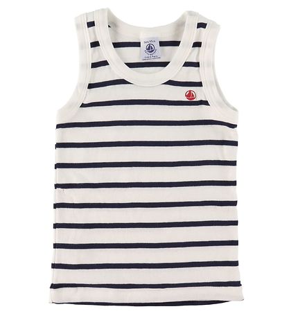 Petit Bateau Unterhemden - 2er-Pack - Weiß/Navy Gestreift