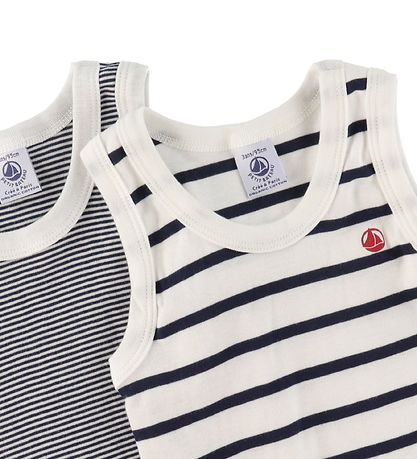 Petit Bateau Undertrøjer - 2-pak - Hvid/Navystribet Petit Bateau Undertrøjer - 2-pak - Hvid/Navystribet