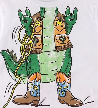 Stella McCartney Kids T-shirt - Hvid m. Krokodille/Cherif