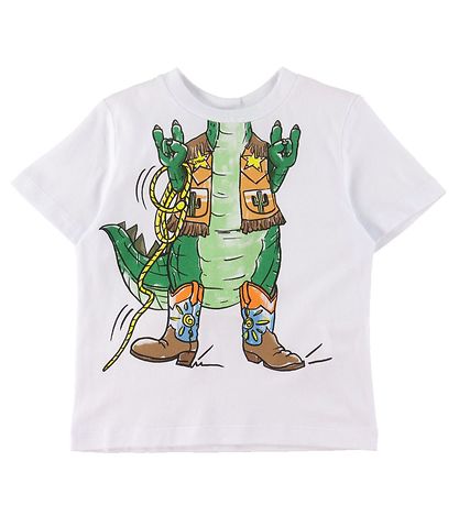 Stella McCartney Kids T-shirt - Hvid m. Krokodille/Cherif Stella McCartney Kids T-shirt - Hvid m. Krokodille/Cherif
