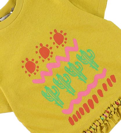 Stella McCartney Kids T-shirt - Karrygul m. print/Frynser Stella McCartney Kids T-shirt - Karrygul m. print/Frynser