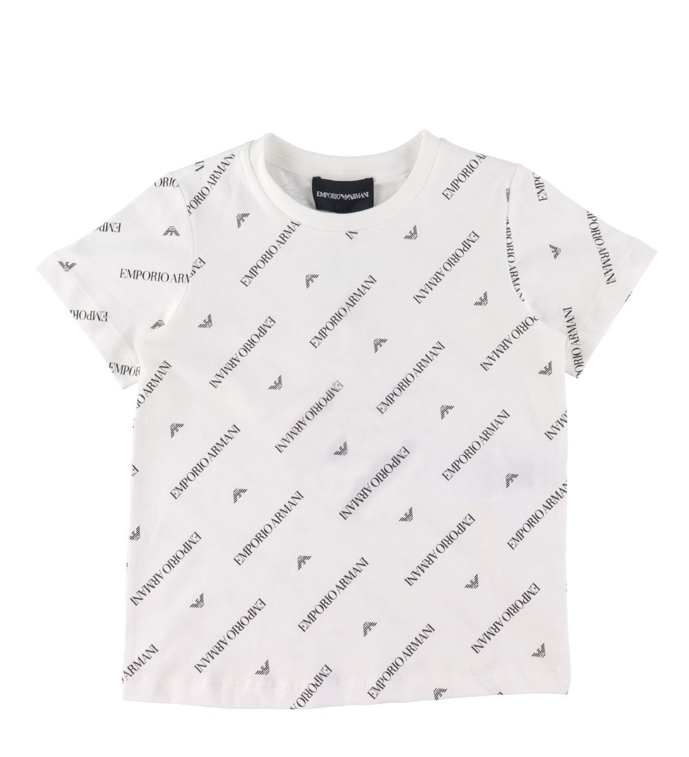 Emporio Armani T-Shirt - Wit m. Tekst - Emporio Armani - 10 jaar (140) - T-Shirts