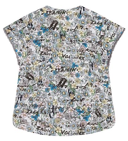 Zadig & Voltaire Top - Happy - Lyseblå m. Blomster