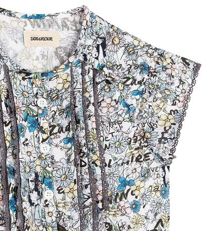 Zadig & Voltaire Top - Happy - Lyseblå m. Blomster