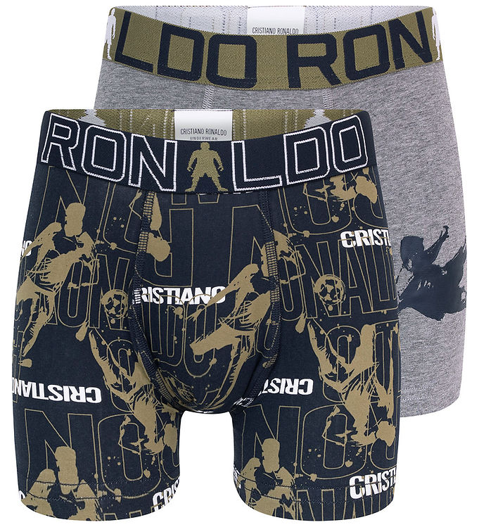 Ronaldo Boxershorts - 2-pak - Gråmeleret/Navy m. Print
