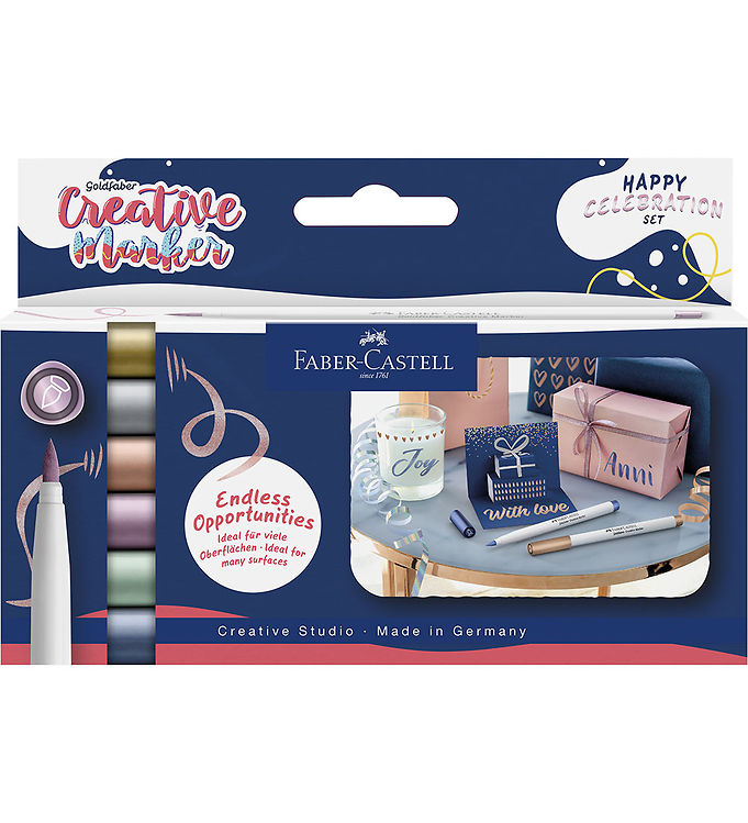 Faber-Castell Gofa, Metallic, Flerfarvet, Flerfarvet, 6 farver, Fin spids, Rektandel, 1,5 mm