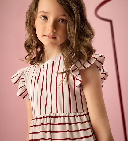 Creamie Kjole - Stripe - Chili Red