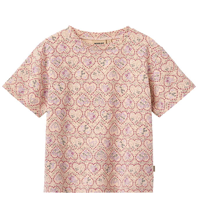 Wheat T-shirt - Ella - Magenta Heart Flowers