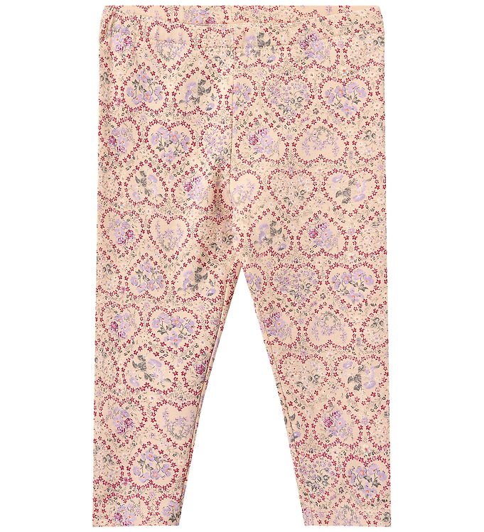Wheat Leggings - Jules - Magenta Heart Flowers