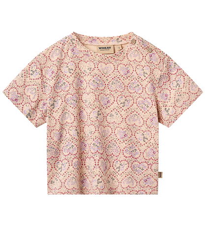 Wheat T-shirt - Ella - Magenta Heart Flowers