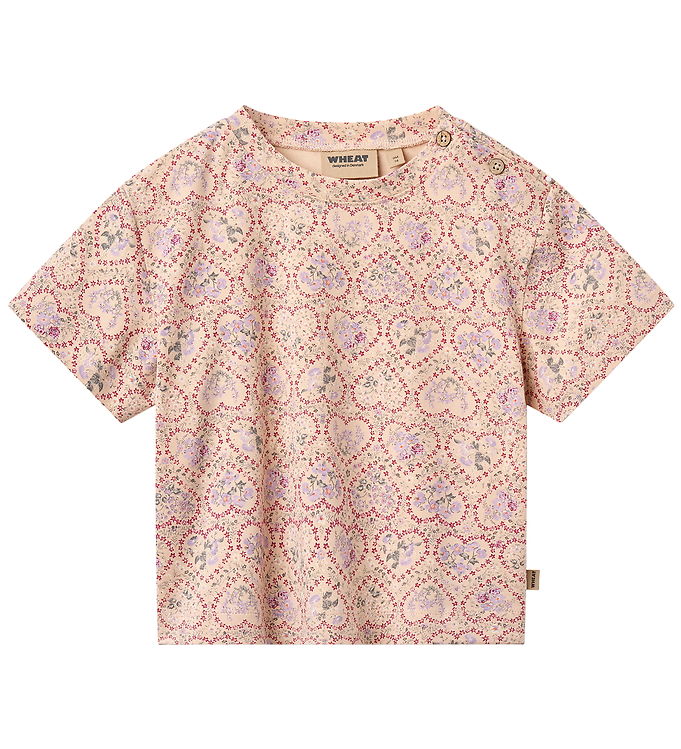 Wheat T-shirt - Ella - Magenta Heart Flowers