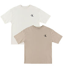 Calvin Klein T-shirt - 2-Pack - Monogram - Tofu/Hummus Beige